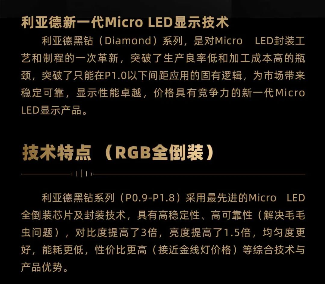 利亚德面向全球发布第二代Micro LED显示技术——利亚德黑钻（Diamond）系列