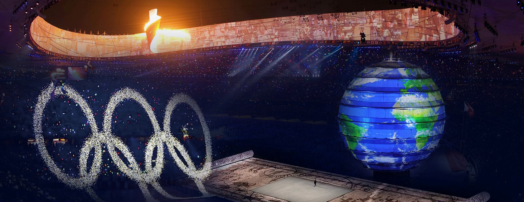 2008年北京奥运会开幕式 利亚德打造梦幻五环、巨型LED地屏画卷、地球影像等项目